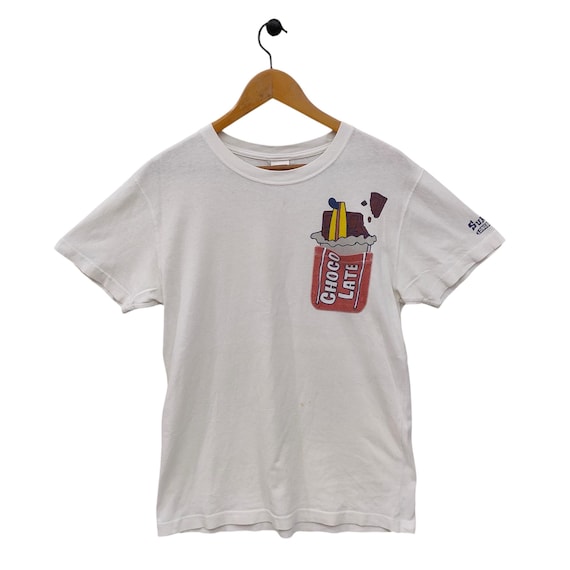 Vintage Surf Day's Chocolate Graphic Tee | Cute Cartoon Pocket Print | Japanese Streetwear T-Shirt, Size M, Medium