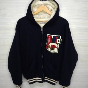 McGregor Sweater Vintage 90s Mc Gregor Knit Hoodie Zipper Jacket McGregor Coat Navy Blue Top Outwear McGregor Sportswear Embroidery Size L