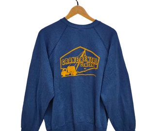 80s Tultex Distressed Raglan Sudadera X-Large Vintage Crane Retail Suéter Jumper Crewneck Azul Marino Tamaño XL