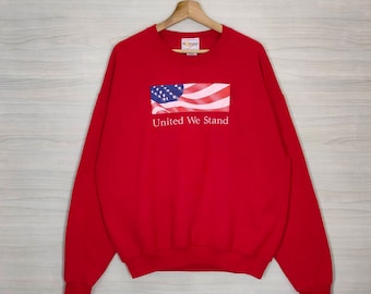 90-tals USA-tröja med rund hals, vintage-motiv, morgonsol, röd storlek XL
