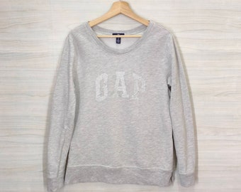 GAP Sweatshirt Vintage Gap Sweater Jumper Pullover Gap Spell out Gray Womens Size Medium
