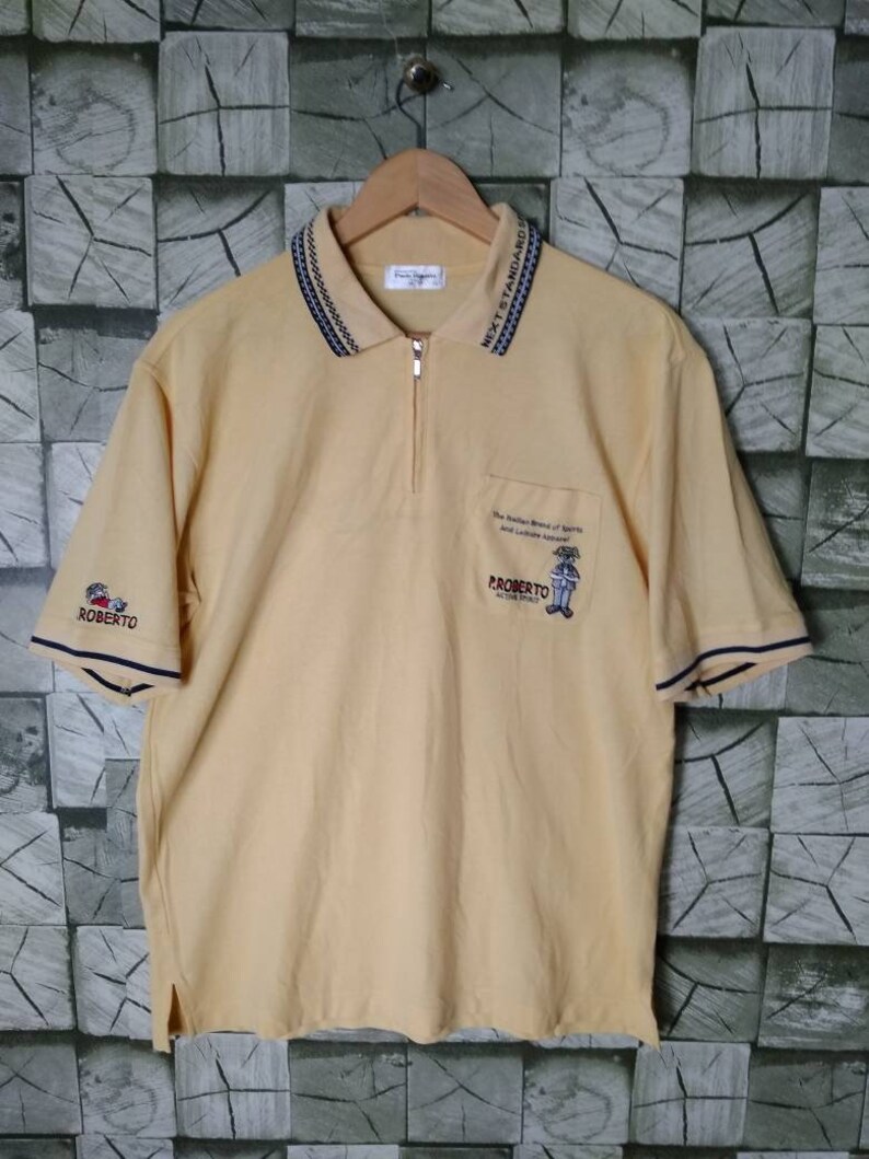 Paolo Roberto Polo Shirt Vintage 90s Paolo Roberto Italian Brand of Sports Top Tee Pocket Size L Large