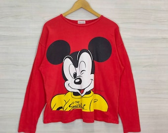 90s Mickey Family Pullover Large Vintage Mickey Mouse Sweater Jumper Pullover Crewneck Red Womens Size L