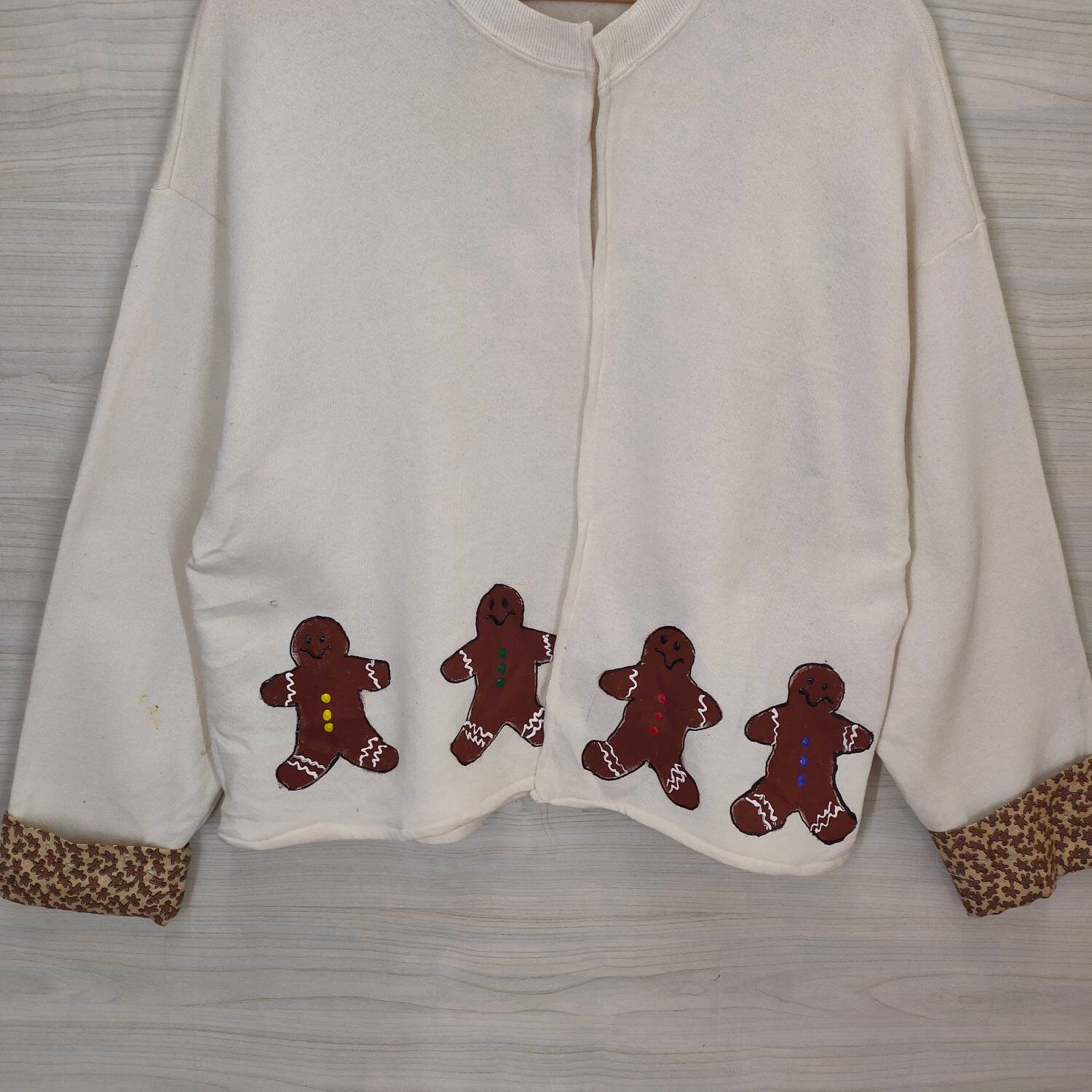 90s Gingerbread Man Sweater Cardigan X-large Vintage Jerzees - Etsy