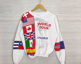 80s Chicago Sweatshirt Medium Vintage World Tour Pullover Crewneck Sweater Jumper Size M
