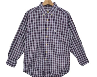 90s Burberrys London Plaid Button-up Shirt Medium Vintage