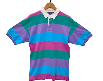 Vintage 90s Weekender Striped Pattern Rugby Style Sportswear