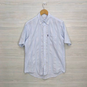 BURBERRYS Buttondown Shirt Vintage Burberry London Blue Polo Shirt Medium Burberrys Oxford Checkered Tartan Medium