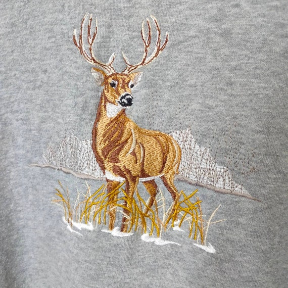 Vintage 90s Deer Big Buck Sweater Animal Print Em… - image 2