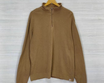 Y2K Distressed Carhartt Quarter Zip Sweater Vintage Carhartt Sweatshirt Jumper Pullover Size XL