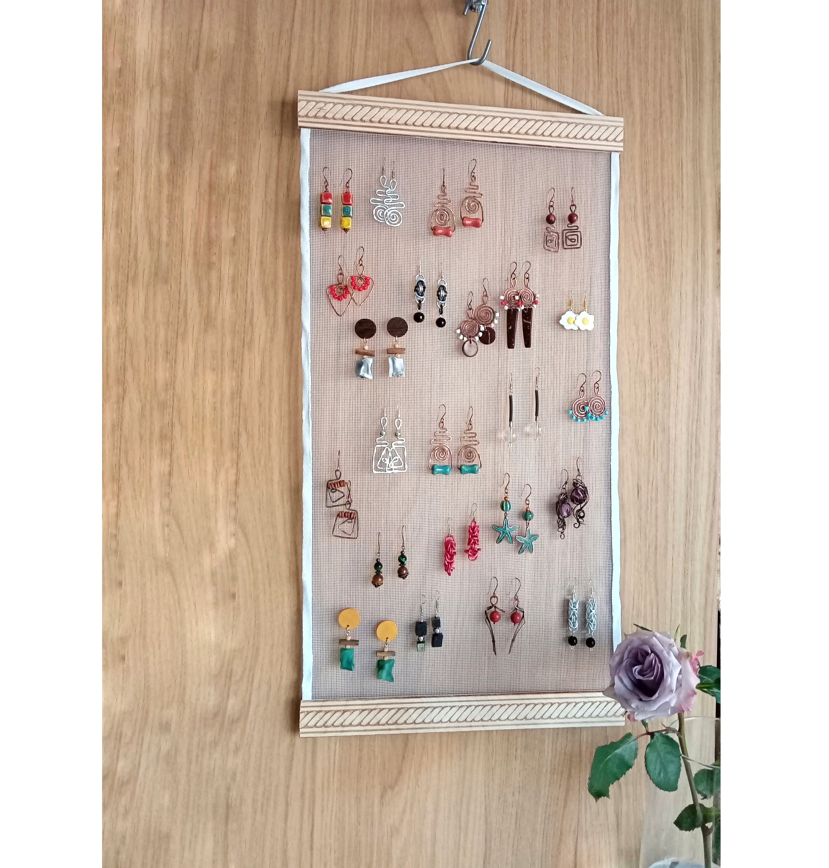 White wall organizer for earrings earring holder display for Etsy