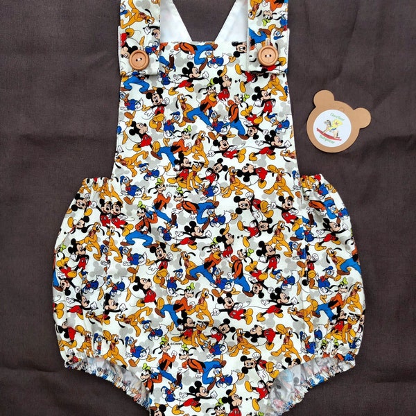 Mickey & friends baby romper birth to 3-4y new vintage style clothing, custom made unisex boys girls clothes boy girl outfit babies outfits