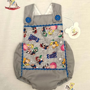 Game characters romper, birth to 4y, new custom clothing, children’s handmade unisex boys girls clothes boy girl outfit, kids sunsuit bubble