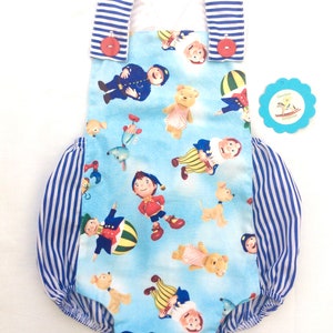 Noddy & friends baby romper, birth to 3-4y new custom made, vintage style clothing, unisex boys girls clothes boy girl outfit babies outfits