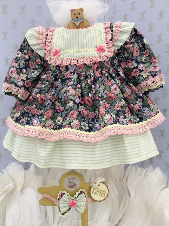 Ready to ship 12,18m Baby girls 80s style handmade dress \u0026 headband, outfit, new girl clothes. Babies winter dresses . Vintage outfit