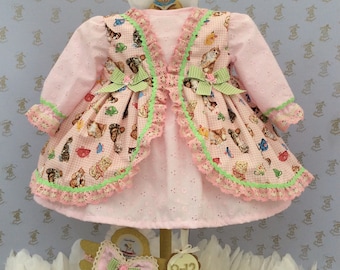 9-12m Baby girls handmade kitten dress & headband