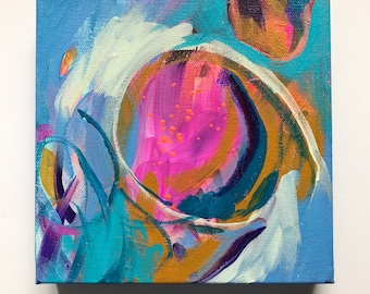 8” x 8” Abstract Acrylic Painting - Title: Learning - Modern Wall Decot