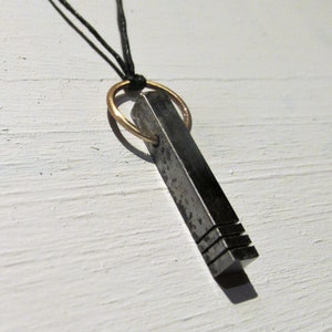Triple Lined Iron Bar on Brass Ring Pendant