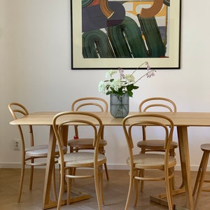 ST12 eiken eettafel – rechthoekig massief hout – afgeschuinde randen en gebeeldhouwde poten – handgemaakt – klassiek ontmoet modern