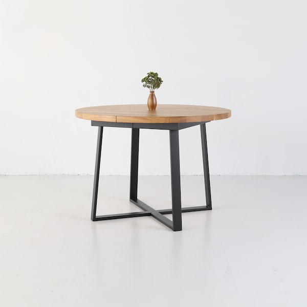 Table ronde bois et acier 100 cm