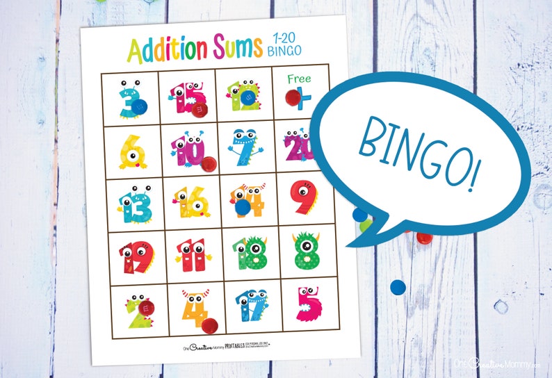 Addition Sums 1-20 Bingo Game image 4