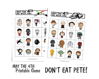 Don't Eat Pete May the 4th Be with You game; May the Fourth family game; Star Battle kid activity; printable game boards; cute gift for kids