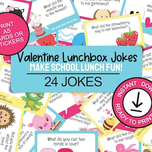 Des blagues sur la boîte à lunch de la Saint-Valentin pour les enfants ; Idée cadeau mignonne pour la Saint-Valentin pour mari, femme et enfants ; Autocollants et cartes pour la Saint-Valentin ; déjeuner scolaire