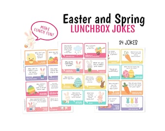 Easter lunchbox jokes for kids; Easter basket stuffers; Spring printable lunchbox ideas; Easter Bunny jokes, lunchbox stickers; digital file