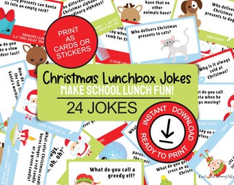 Christmas lunchbox jokes for kids instant download; Printable lunchbox ideas; Santa Claus jokes; 24 Lunchbox stickers; Fun ideas for lunches