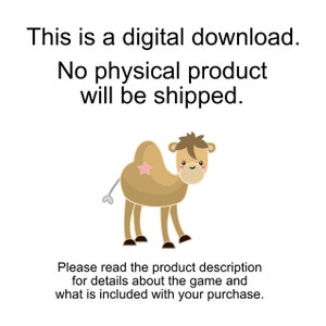 Title: This is a digital download. No physical product will be shipped. Cartoon image of a camel above the words: Please read the product description for details about the game and what is included with your purchase.