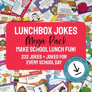 Cartes de blagues pour boîte à lunch, 232 notes pour le déjeuner de l'école