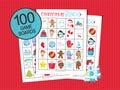 Huge Christmas Bingo game 100 Players; bingo sheets for parties and large groups; printable game boards; cute gift idea; holiday bingo game