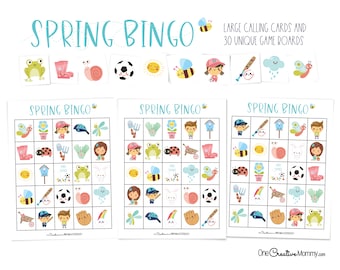 Jeu de bingo printanier pour les enfants et les grands groupes | Jeu anti-ennui printanier