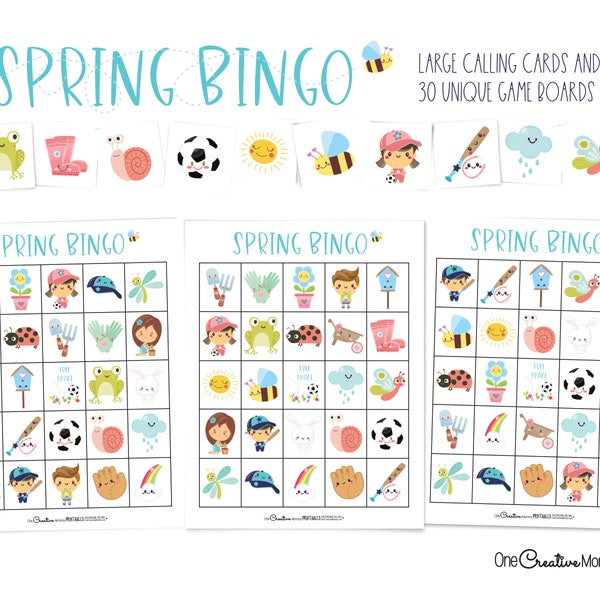 Jeu de bingo printanier pour les enfants et les grands groupes | Jeu anti-ennui printanier