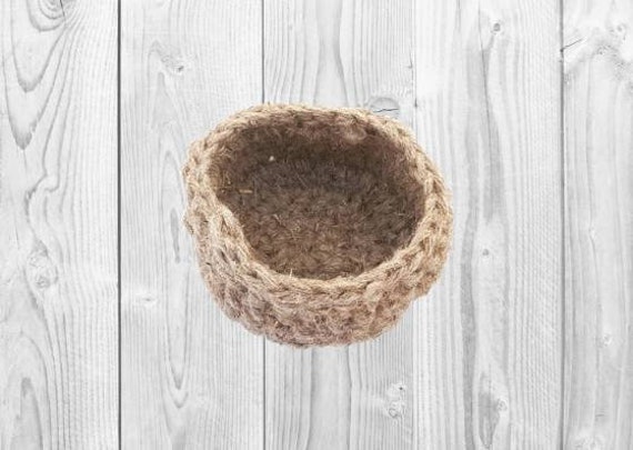Mouse Gerbil B Chipmunk Small Round Crochet House Hut for Hamster Small Animal Pet Cage Accessory from Natural Linen
