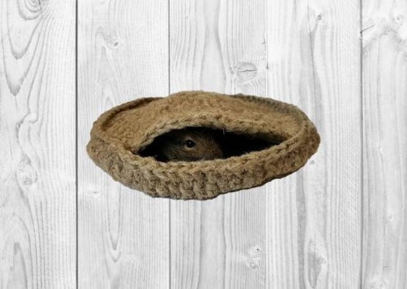 Mouse Gerbil B Chipmunk Small Round Crochet House Hut for Hamster Small Animal Pet Cage Accessory from Natural Linen