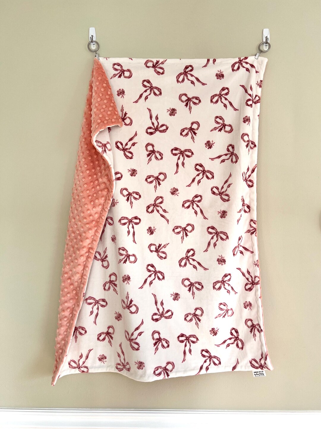 Pink Bows and Roses Baby Blanket | Ultra Soft Double-sided Minky | Baby ...