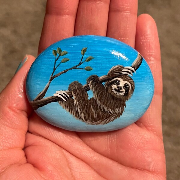 Sloth, hand painted rocks, rock paintings, painted stones, hand painted stones, rocks