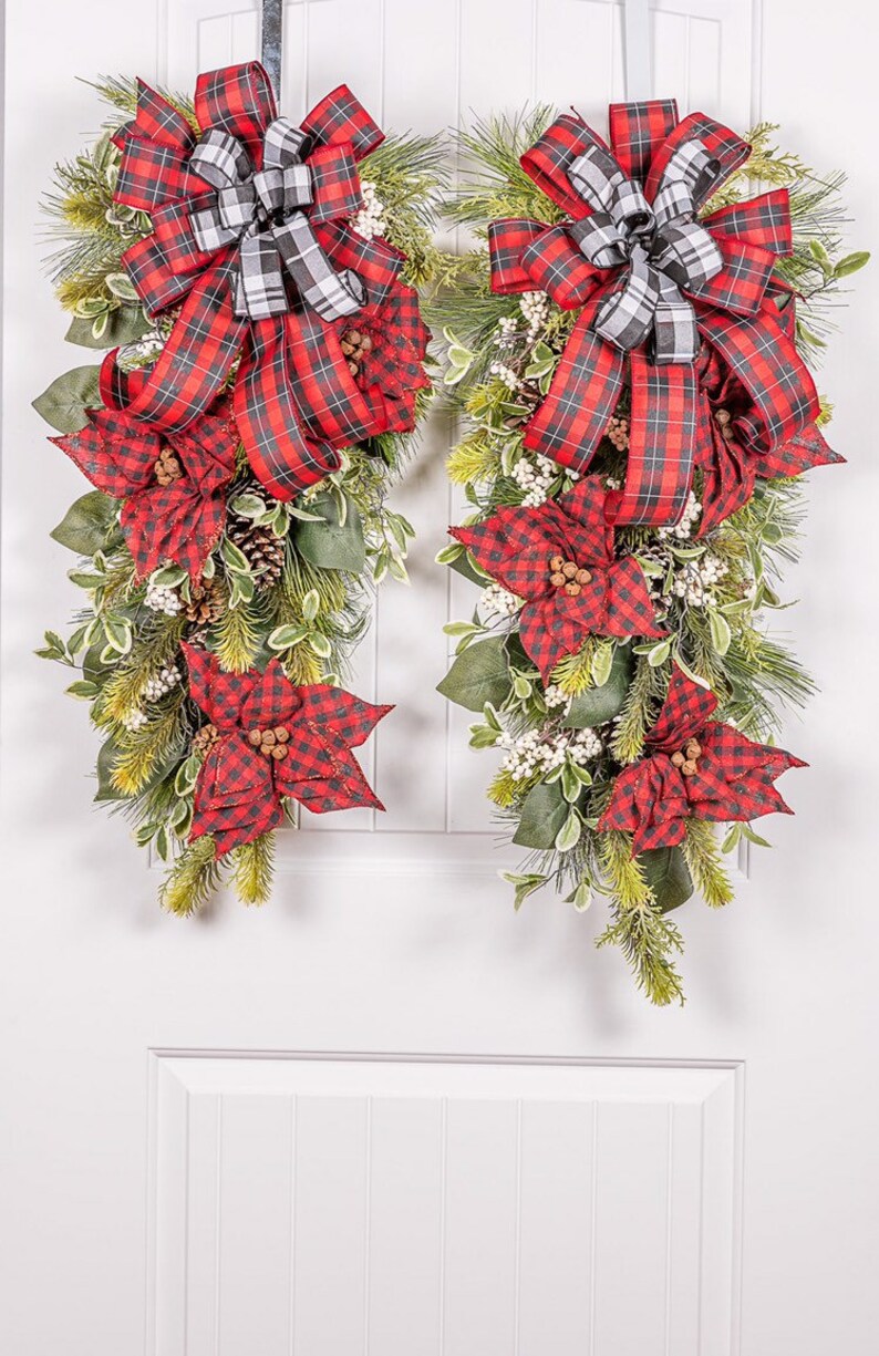 Winter Front Door Swag Farmhouse Style Front Door Swags Etsy