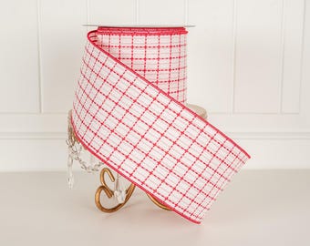 Farrisilk Peppermint Cottage 4" Red & White Ribbon