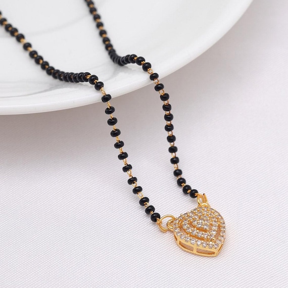 Imitation Mangalsutra With American Diamonds – Traditional Gold - Main Image