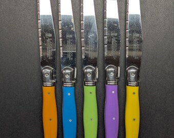 Vintage rainbow French Laguiole Knives | Set of 5 | Made in France