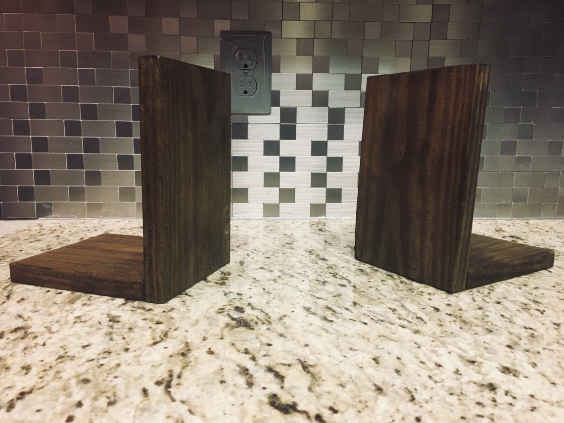 Rustic Bookend/farmhouse Bookend/wood Stained Bookend/vintage Etsy