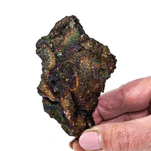 Pseudomorf iriserend goethiet, ruwe exemplaren, Grieks zeldzaam mineraal, zwart geschenk, regenbooggoethiet, ruwe steen clusters, genezend kristal