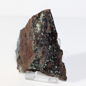Malachite and microcrystals Azurite in Manganese, Greek mineral, rare stone , green crystals, raw specimen,healing stone