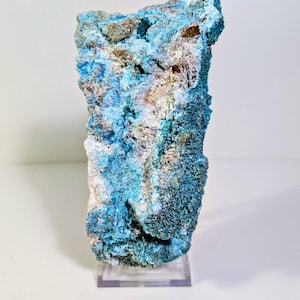 Sällsynt kristallint devillinprov, turkos blågrönt mineral, Grekland
