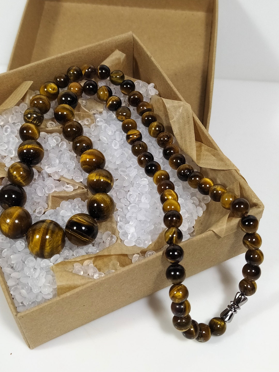 Jewelpet Diana Set Di Gioielli In Argento Placcato Con Pietra Occhio Di Tigre Gialla - Orecchini, Bracciale E Collana - Gemme Naturali 6-14 Mm Set Gemme Naturali Occhio Di Tigre - Foto 9