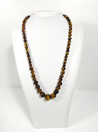 Collana In Pietre Naturali Occhio Di Tigre Ed Ematite - Doppia Protezione, Portafortuna, Infusa Reiki, Unisex 50 Cm