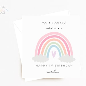 Personalisierte Geburtstagskarte | Tochter Karte | Nichte Karte | Personalisierte Karte | Geburtstag | Mädchen Geburtstag | Regenbogen-Geburtstag | Geburtstag Liebe