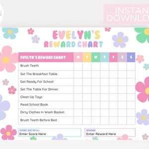 DIGITALER Download Sticker Chart | Belohnungstabelle | Kinder Belohnungstabelle | Verhaltenstabelle | Druckbar | Digitaler Download | Routine-Chart | Aufkleber
